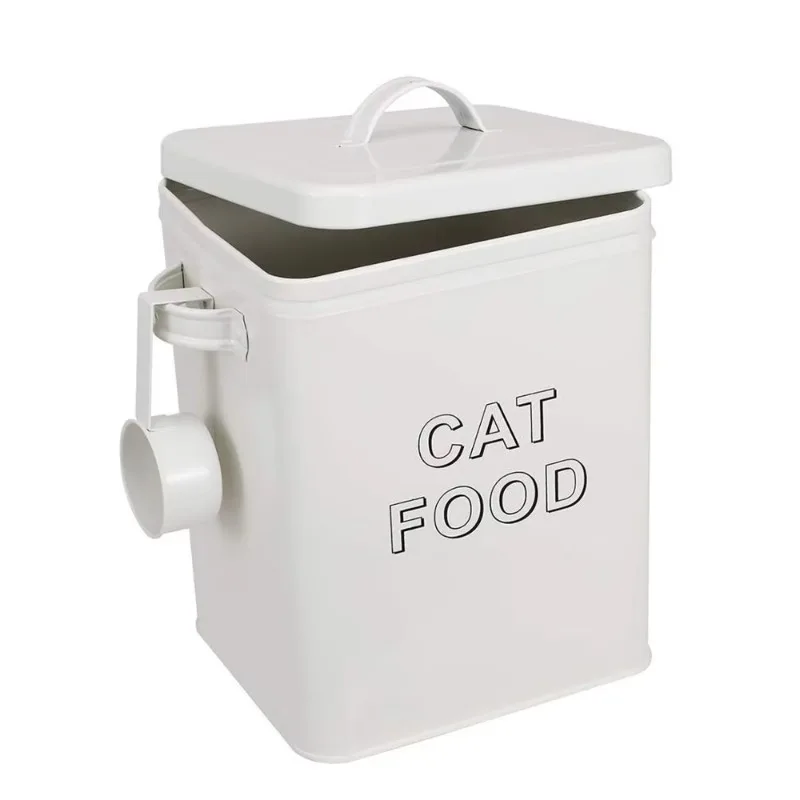Pet Dog Treat and Food Storage Bins Tin Bucket  Container With Lid and Serving Scoop Included