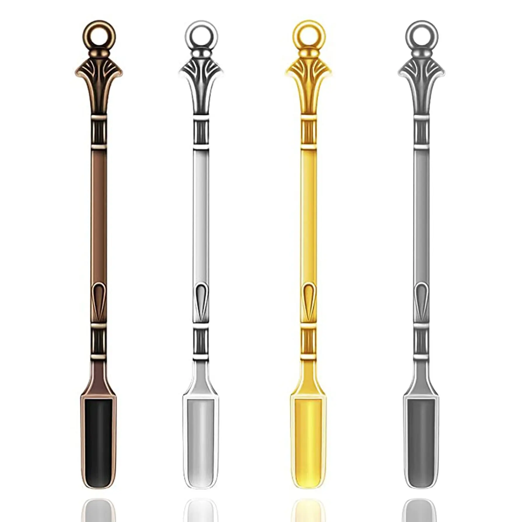 Portable Zinc Alloy Smoking Accessories Mini Metal Shovel Spice Spoon With Ring Hole Medicine Measuring Spoons Scoops Teaspoon