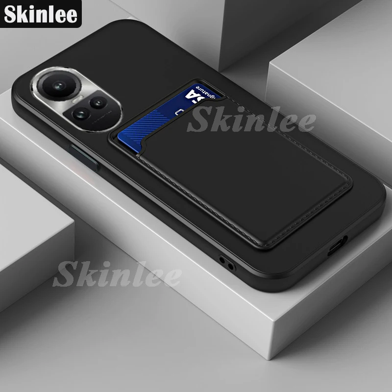 

Skinlee For OPPO Reno 10 Pro 5G Case Insertable Card Bag Silicone Shell For Reno 10 Pro Plus Back Coque