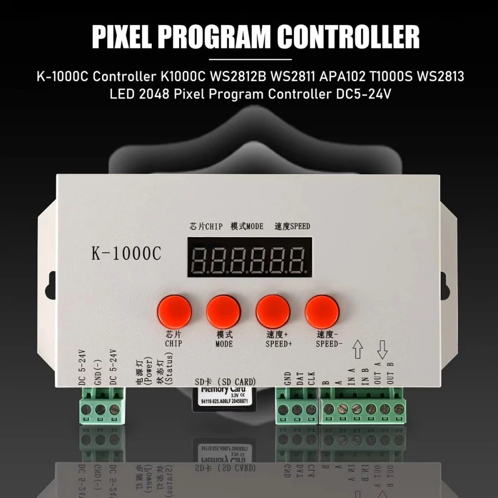 Controller LED K-1000C K1000C WS2812B WS2811 APA102 T1000S WS2813 LED 2048 Pixel Controller di programma DC5-24V