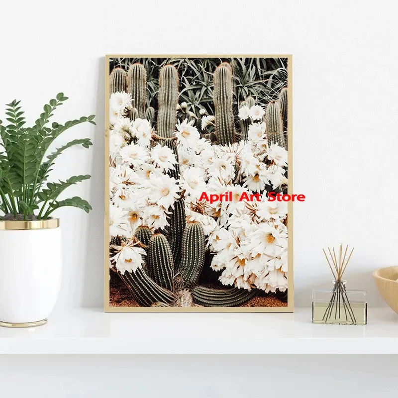 Desert Succulent Cactus Boho Nature Poster Botanical Cacti Saguaro Poster Canvas Printing Wall Art Picture for Room Home Decor