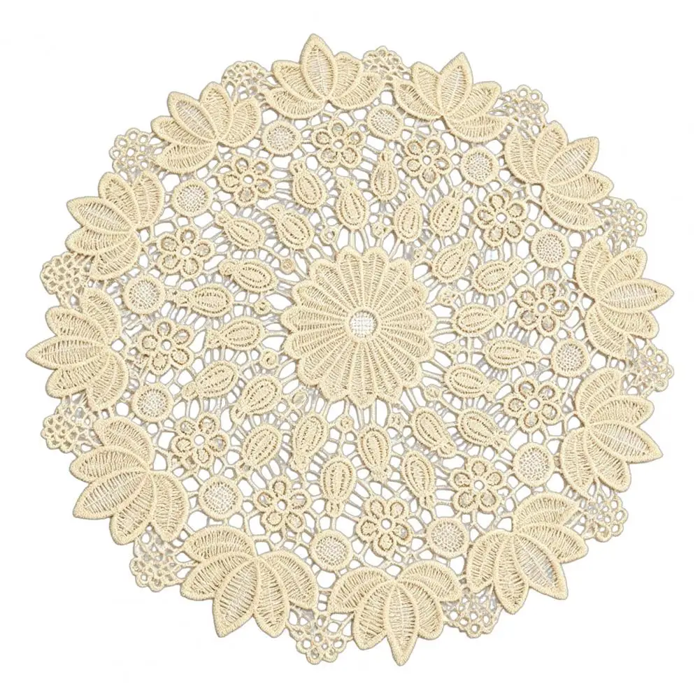 Lace Doilies for Table Decor Round Floral Lace Doily Set Embroidered Coaster Place Mats Heat-resistant for Teapot for Holiday
