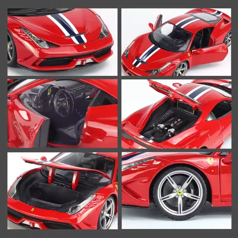 Bburago-Modèle de voiture Ferrari 458 en alliage spécial moulé sous pression, voiture l'inventaire, cadeau de collection, décoration, jouets, original, 1:18