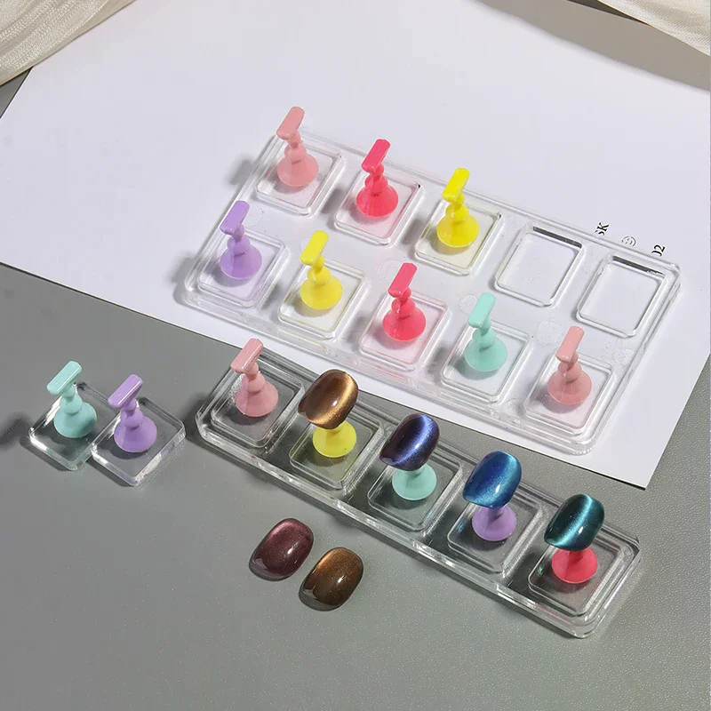 5/10 Grid Transparent Acrylic Nail Display Stand Multi-Purpose Mannequin Holder For Press On Nails Without Magnet Training Base