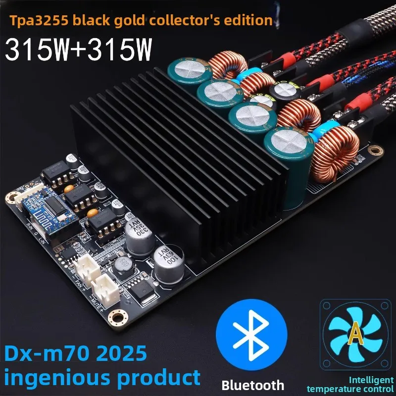 TPA3255 Digital Amplifier Board DX-M70 2×315W Gold-Plated Bluetooth Temp Control Hi-Fi Audio