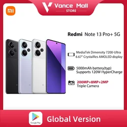 Xiaomi-Smartphone Redmi Note 13 Pro Plus 5G, version globale, MediaTek Dimresponding 7200-Ultra, appareil photo OIS 200MP, 5000mAh, 120W, NDavid, étanche IP68