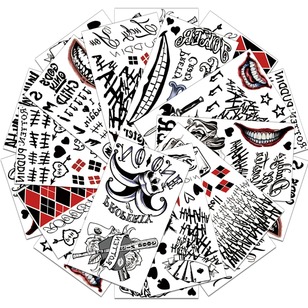 10 個クリエイティブピエロタトゥーステッカー、シンプル、防水、耐久性、ハンドバックギフト、パーティーパーティーフェイスステッカー、装飾