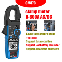 Mestek Digital Clamp Meter CM87C AC DC 600A Current Digital Multimeter Amperimetric Clamp Electrician Tools with K type probe