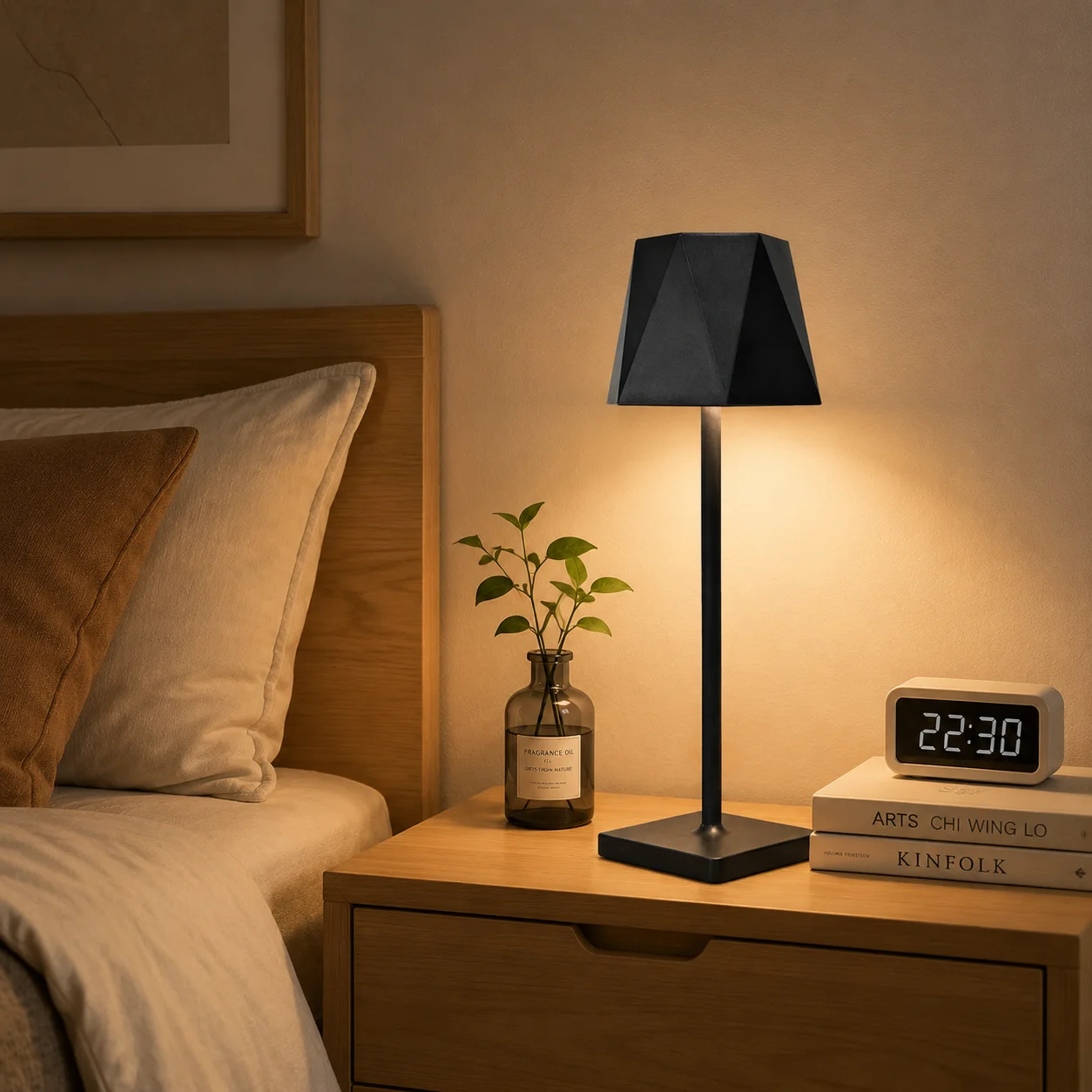 Rechargeable Table Lamp, Touch Control Desk Lamp with 3 Color Modes & Stepless Dimming, Portable Bedside Lamp for Bedroom