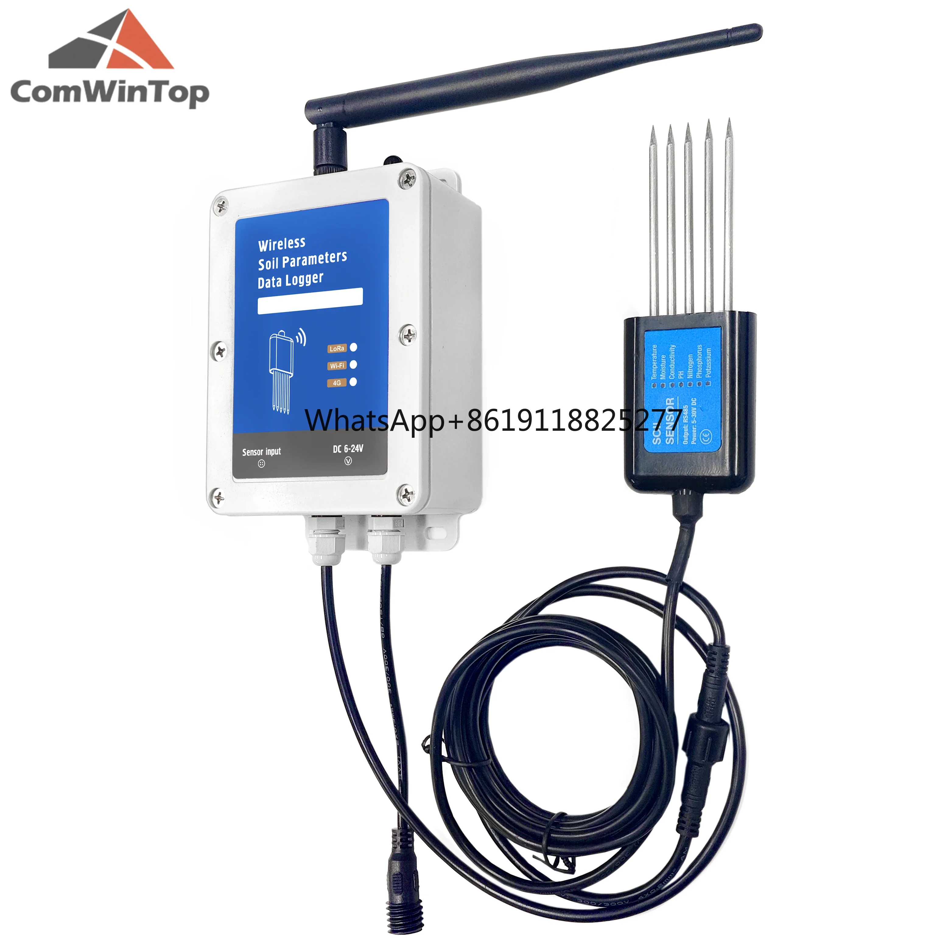 Temperatura de humedad del suelo de bajo consumo, EC PH NPK, Sensor 7 en 1, WiFi o registrador de datos 4G, probador de suelo con batería integrada