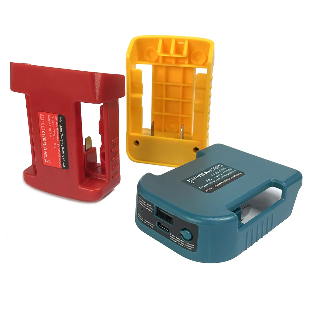 Portable Charger Adapter for Makita/Dewalt/Milwaukee 18V Li-ion Battery with USB Type-C Battery Holder USB Charger Newest