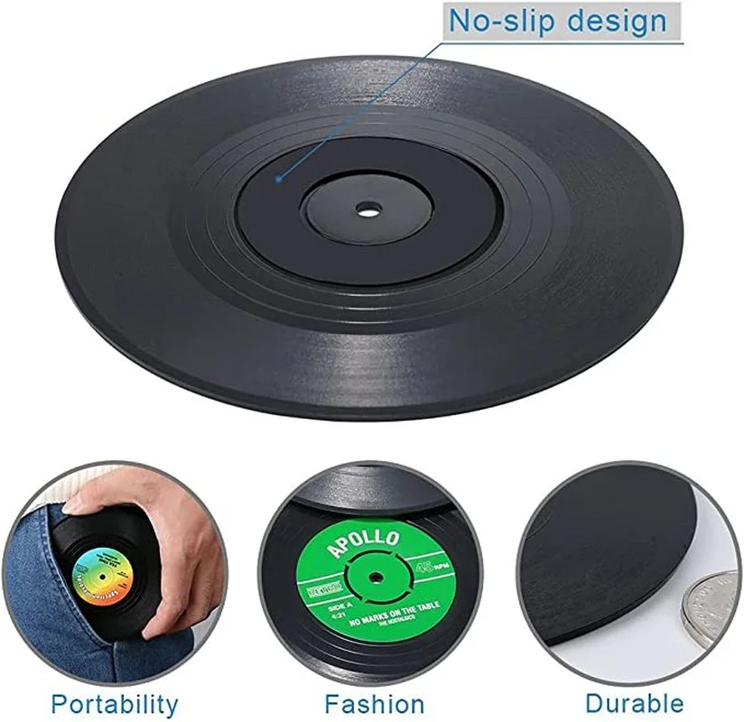Retro Vinyl Record Table Mats Drink Coaster Table Placemats Creative Coffee Mug Cup Coasters Heat-resistant Nonslip Pads