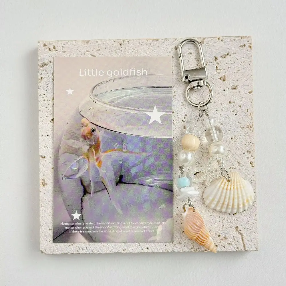 Cute Seashell Phone Lanyard Blue Color Handmade Keychain Pendant Ins Style Starfish Bag Charm for Girls