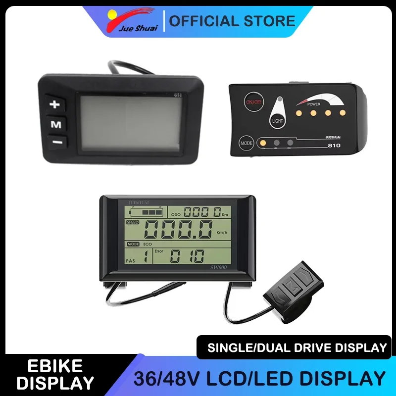 

Electric Bicycle LCD LED Display for 36V 48V Ebike Manual Control Speedmeter Waterproof SM Ebike Connector Dual Drive Display