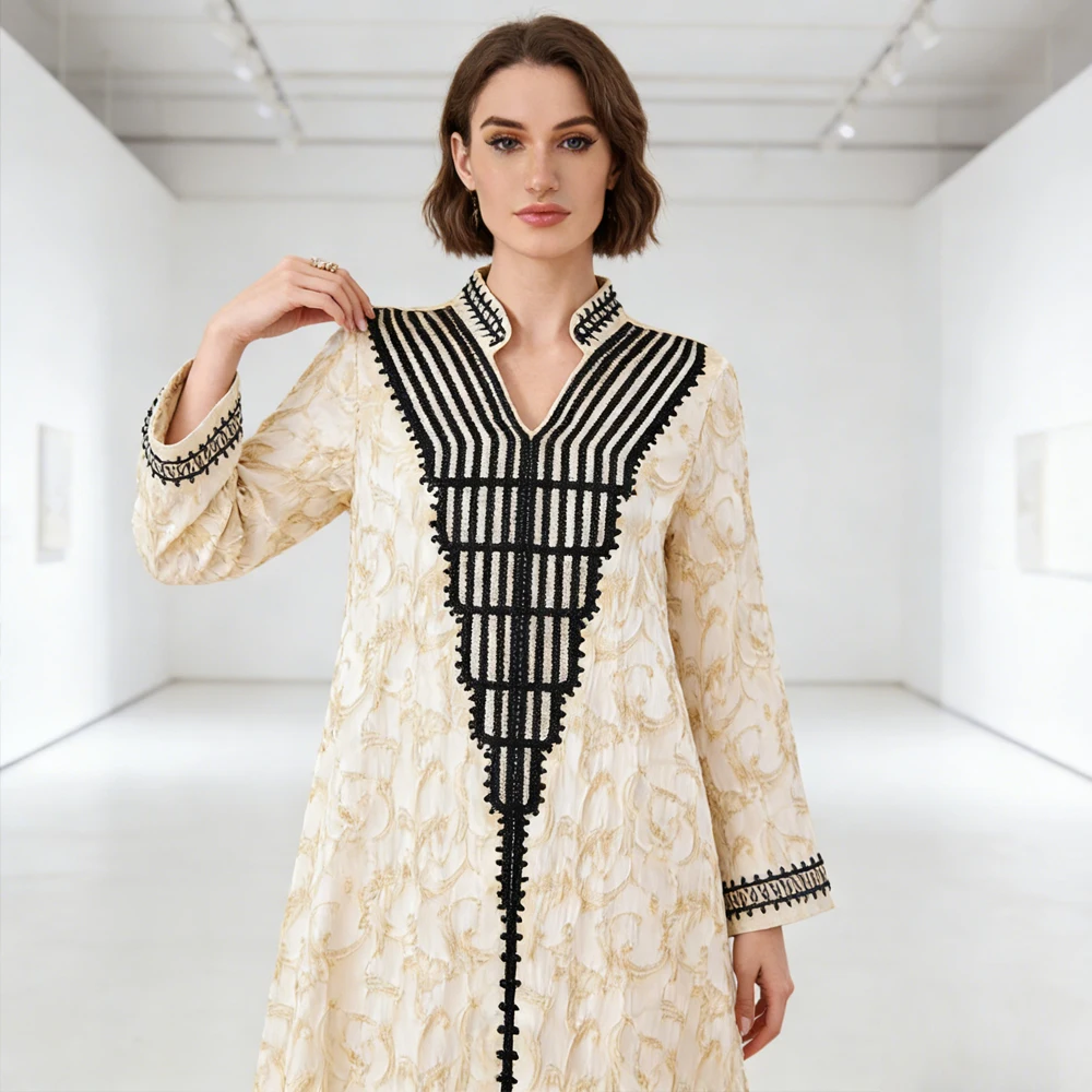 

Elegant Dubai Abaya Embroidery Party Dress Women Muslim Abayas Islam Jalabiya Eid Djellaba Ramadan Caftan Marocain Femme Robe