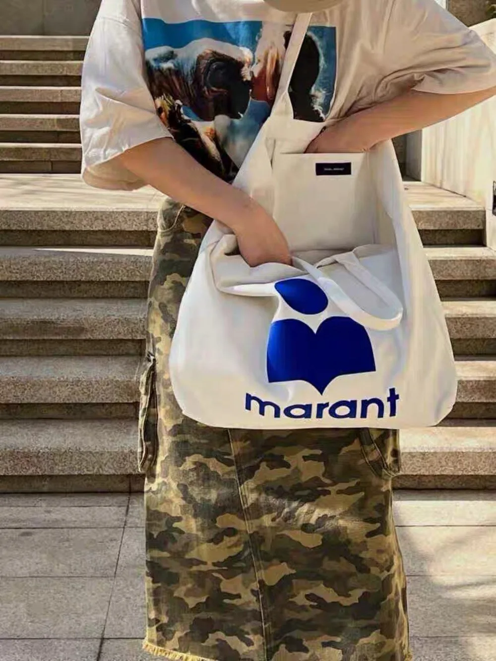 2026 Marant  New Designer Style Korean Marina Canvas Bag Hot Diamond Casual Shopping Bag Tote Bag Tote Bag Shoulder Bag image 3