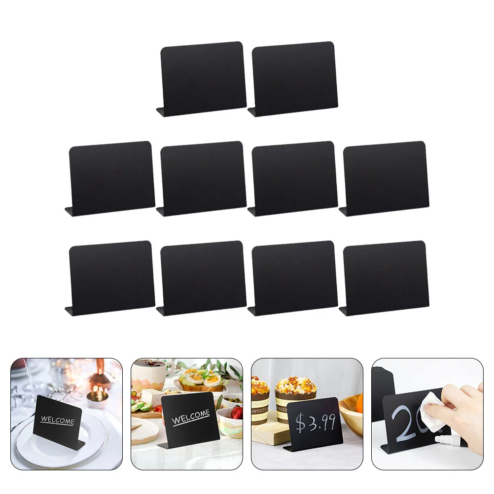 10 Pcs Food Sign Black Writing Chalkboards Mini Price Display Decor Blackboard Decorate for Restaurant Menu Pvc