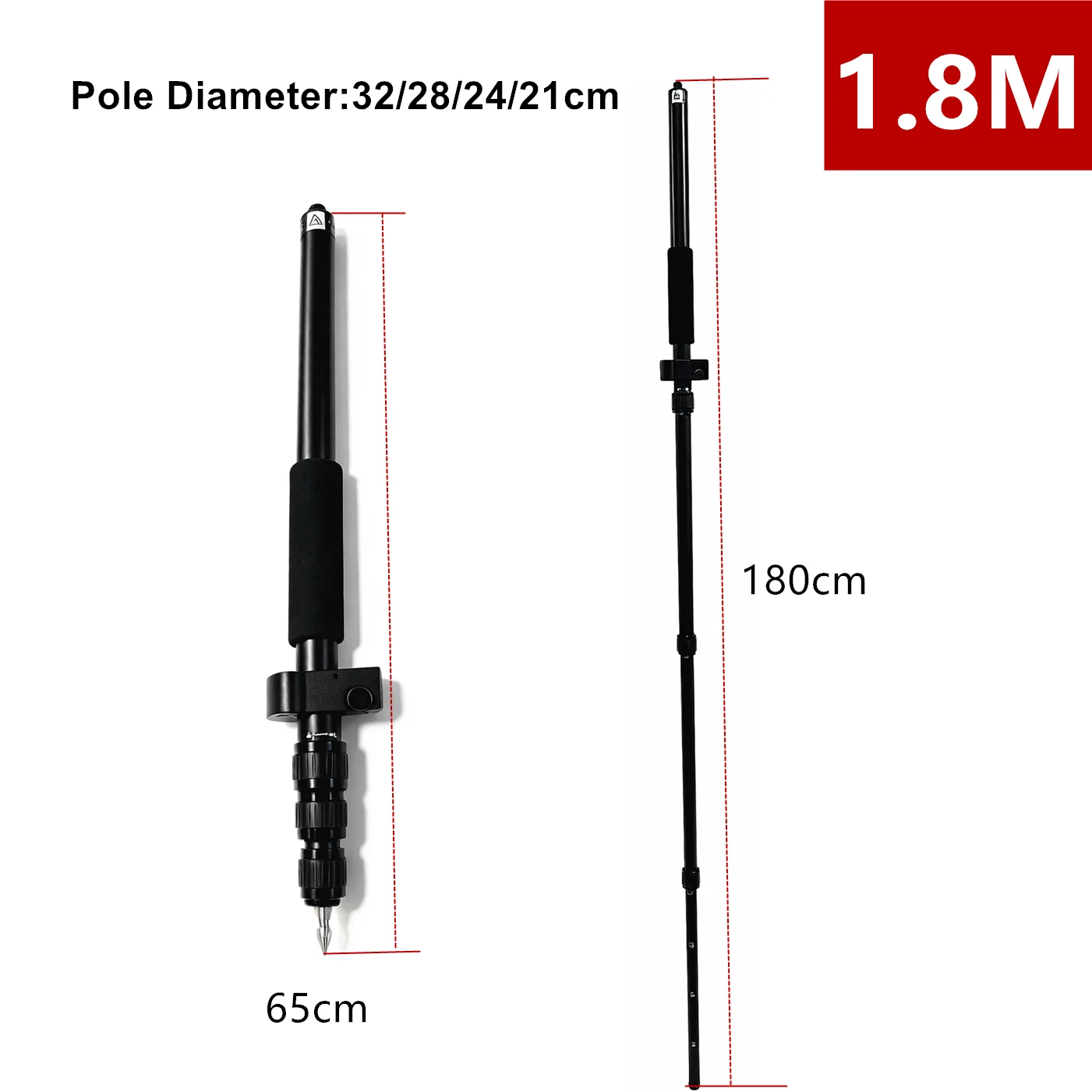 New MODEL 65cm to 180cm TELESCOPIC PORTABLE GNSS GPS SURVEYING CENTERING POLE WITH CLAMP WITH COMPASS LEVEL BUBBLE