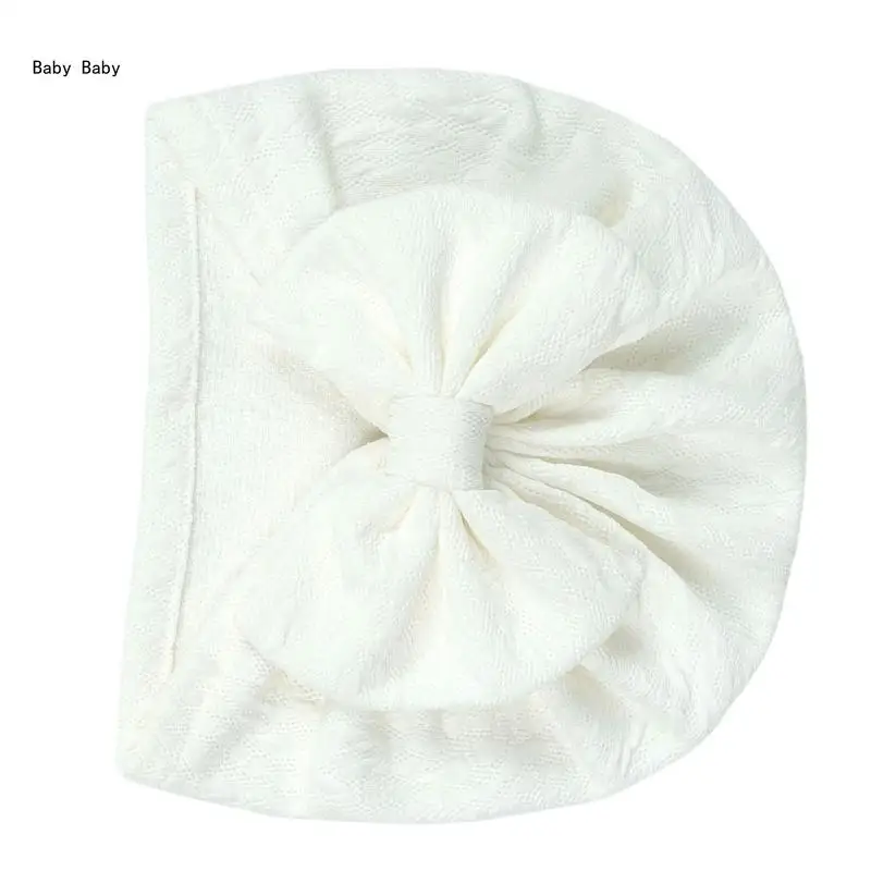 Fashion Bowknot Baby Turban Hat Infant Soft Elastic Beanie Breathable Solid Color Girls Bonnet Hats Shower Gift Q81A