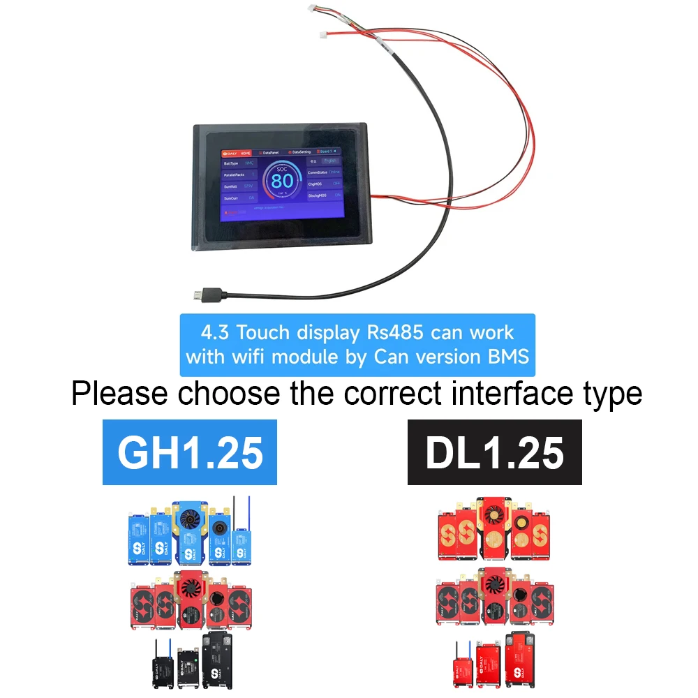 Zubehör für 100 Balance Daly BMS Bluetooth WIFI Modul Touchscreen LCD Displayer UART RS485 Heizmodul GPS Can Adapter