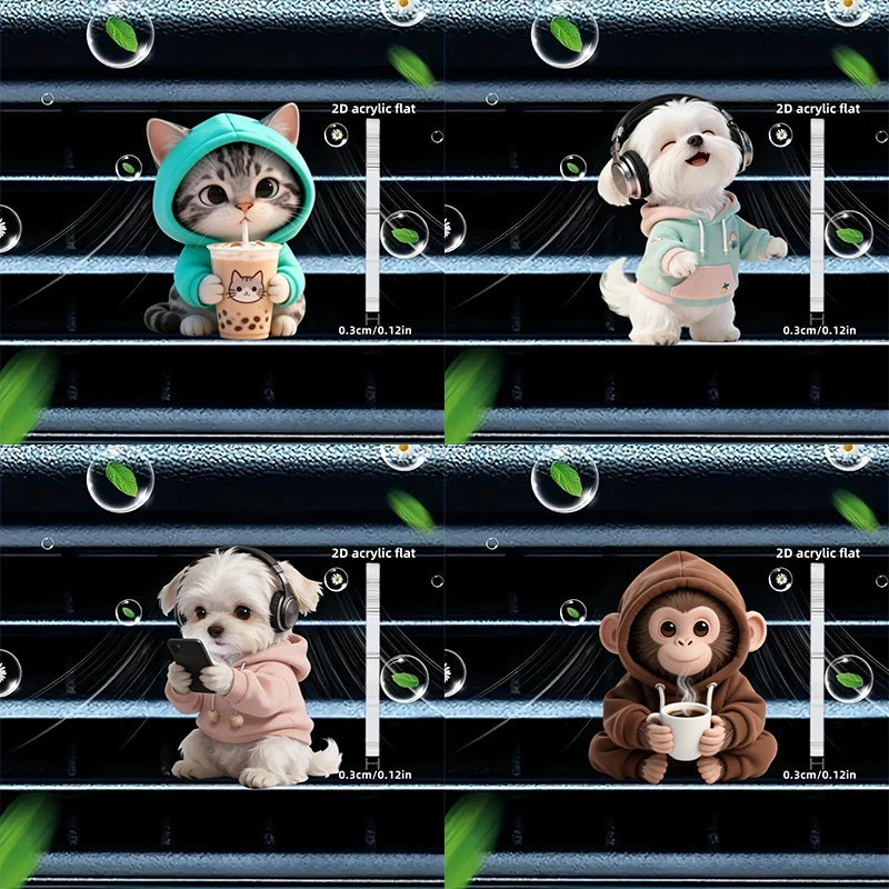 2D Acrylic Car Air Vent Clips Cartoon Design Air Freshener Cute Aroma Clip for Car Interior Styling