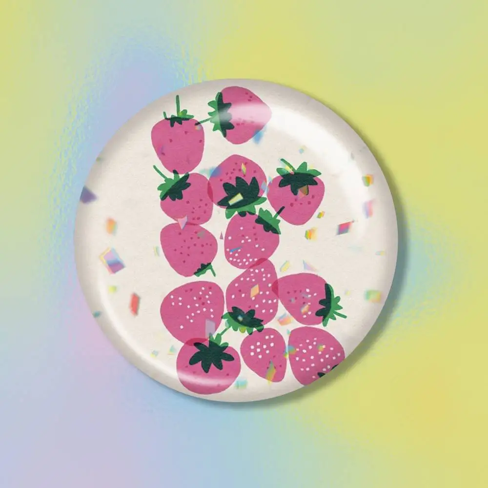Japanese Korean Sweet Strawberry  Tin badges in 25/32/44/58/75mm, brooch pins for accessories & gifts,Souvenir.