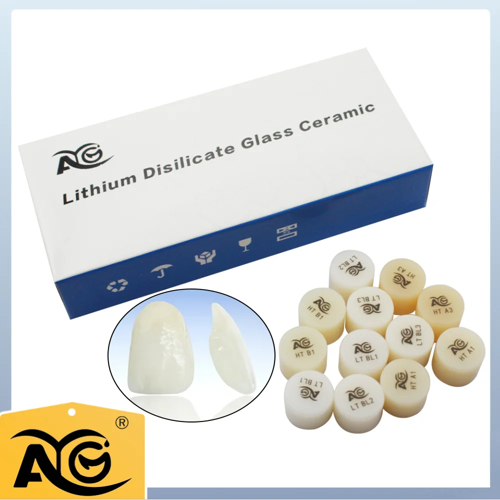 

AG 5Pcs/Box Dental Press Ingots Lithium Disilicate Blocks HT/LT Glass Ceramic Block Ingots High-Quality for Veneer Dentist