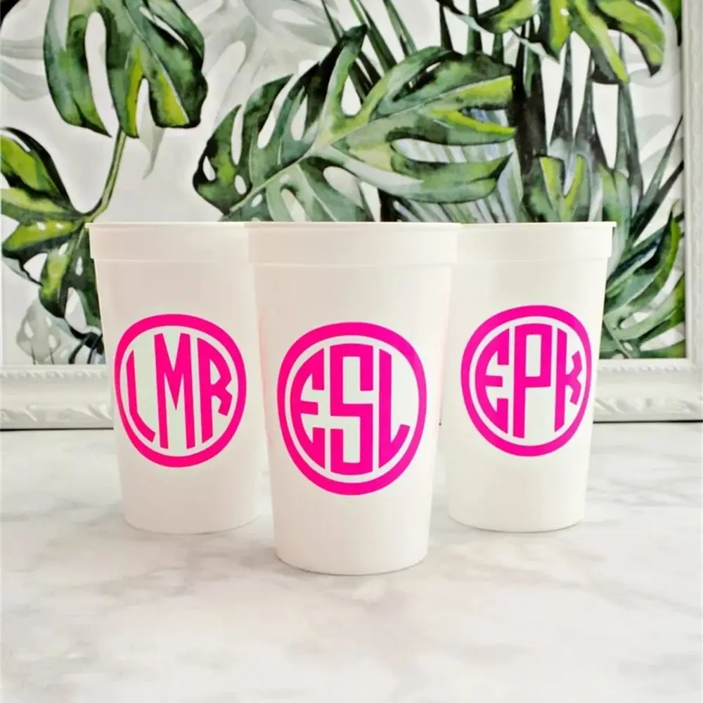 

Monogrammed Cups, 16oz, Bachelorette Party Cups, Bridesmaids Cups, Monogram Stadium Cups, Monogrammed Bachelorette Party Favors