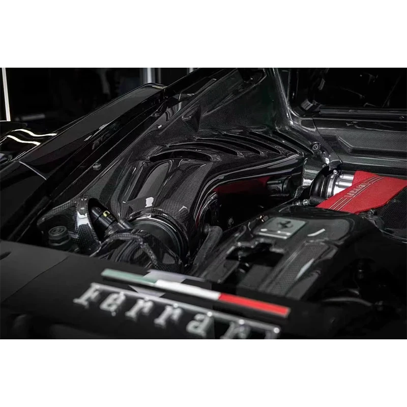 ชุดอุปกรณ์ตกแต่งภายในรถยนต์ แผงปิดห้องเครื่องยนต์คาร์บอนไฟเบอร์แห้ง สำหรับเฟอร์รารี่ 458 สไปเดอร์ ฝาครอบเครื่องยนต์