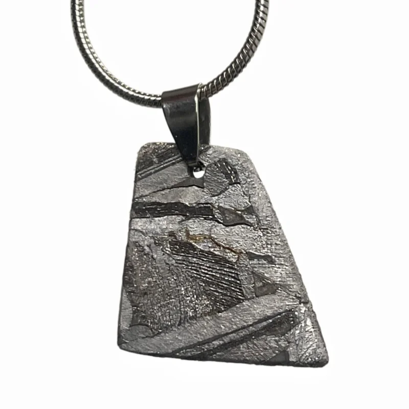 Muonionalusta Meteorite Pendant Natural Iron Meteorite Slice Trapezoid Necklace Meteorite Jewelry Collectible Amulet Gift LK586