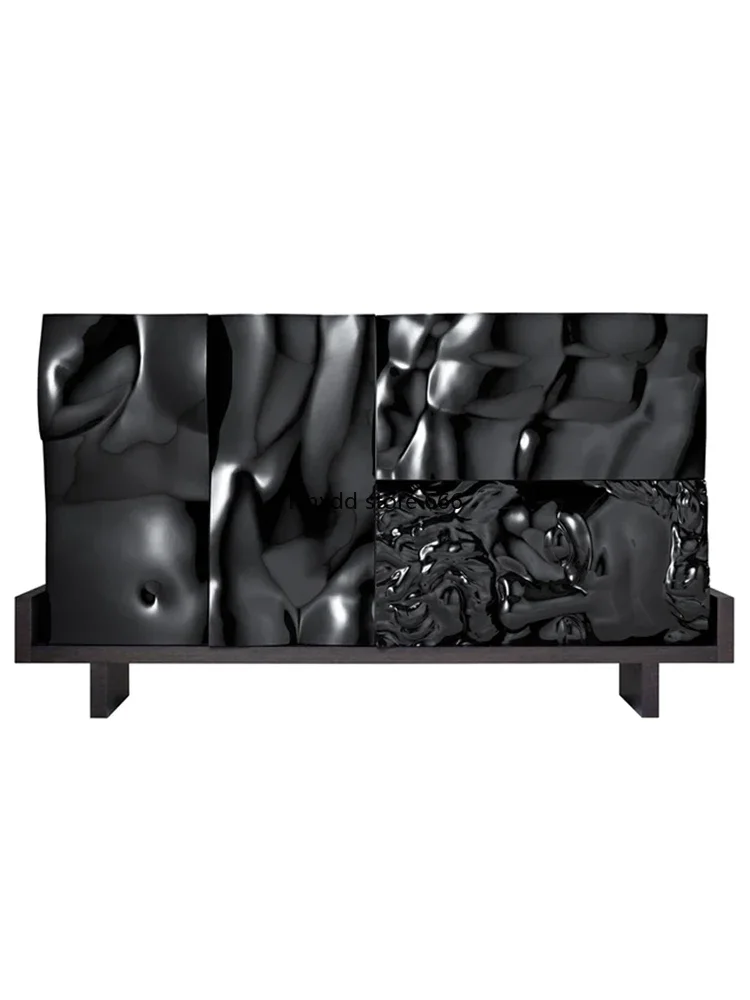 Black Art Hercules Solid Wood Carving Modern Simple Wall Single Double Door Side Cabinet