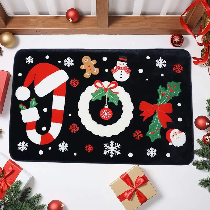 VIKAMA Red Vintage Floral Door Mat Stain Resistant Machine Washable Entryway Non Slip Backing Home Organization Home Decor