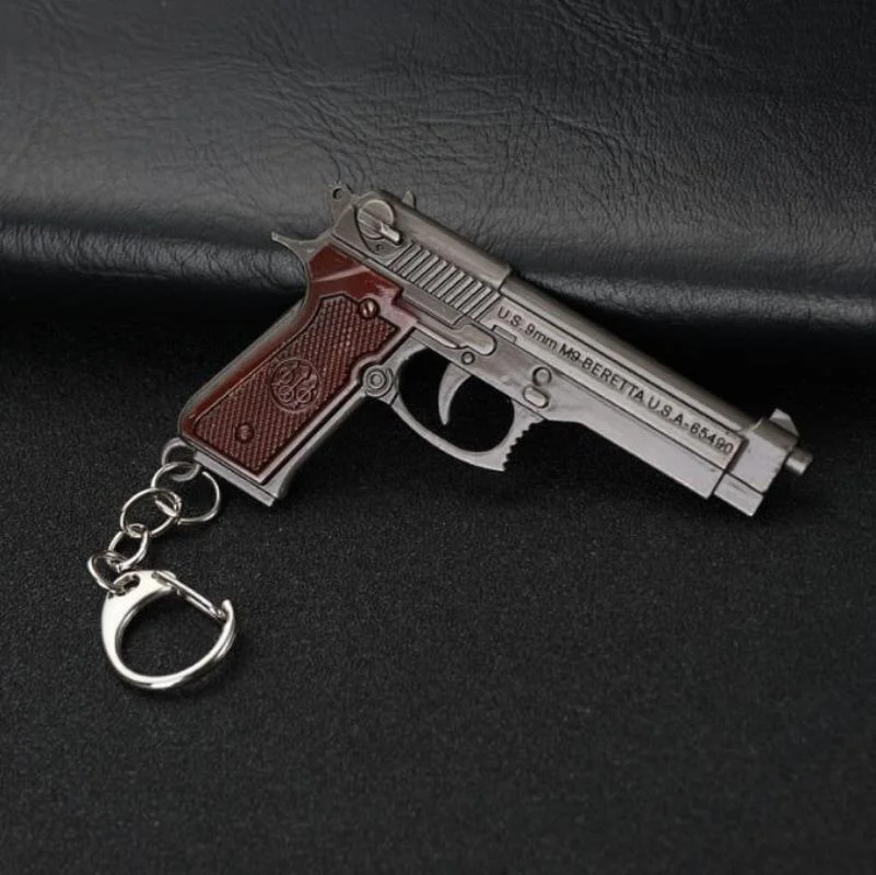 Mini Pistol Model Metal Key Chain, Fun Gift