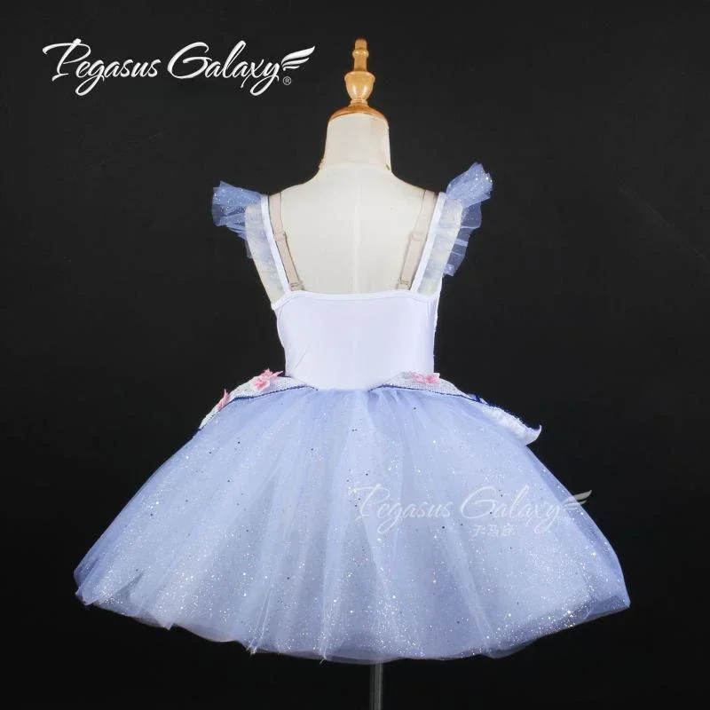 Robe Tutu de Ballet Bleu à Paillettes pour Femme et Fille, Costume de Spectacle de Scène à Fleurs, Vêtements de brevfzLake, pour Adulte