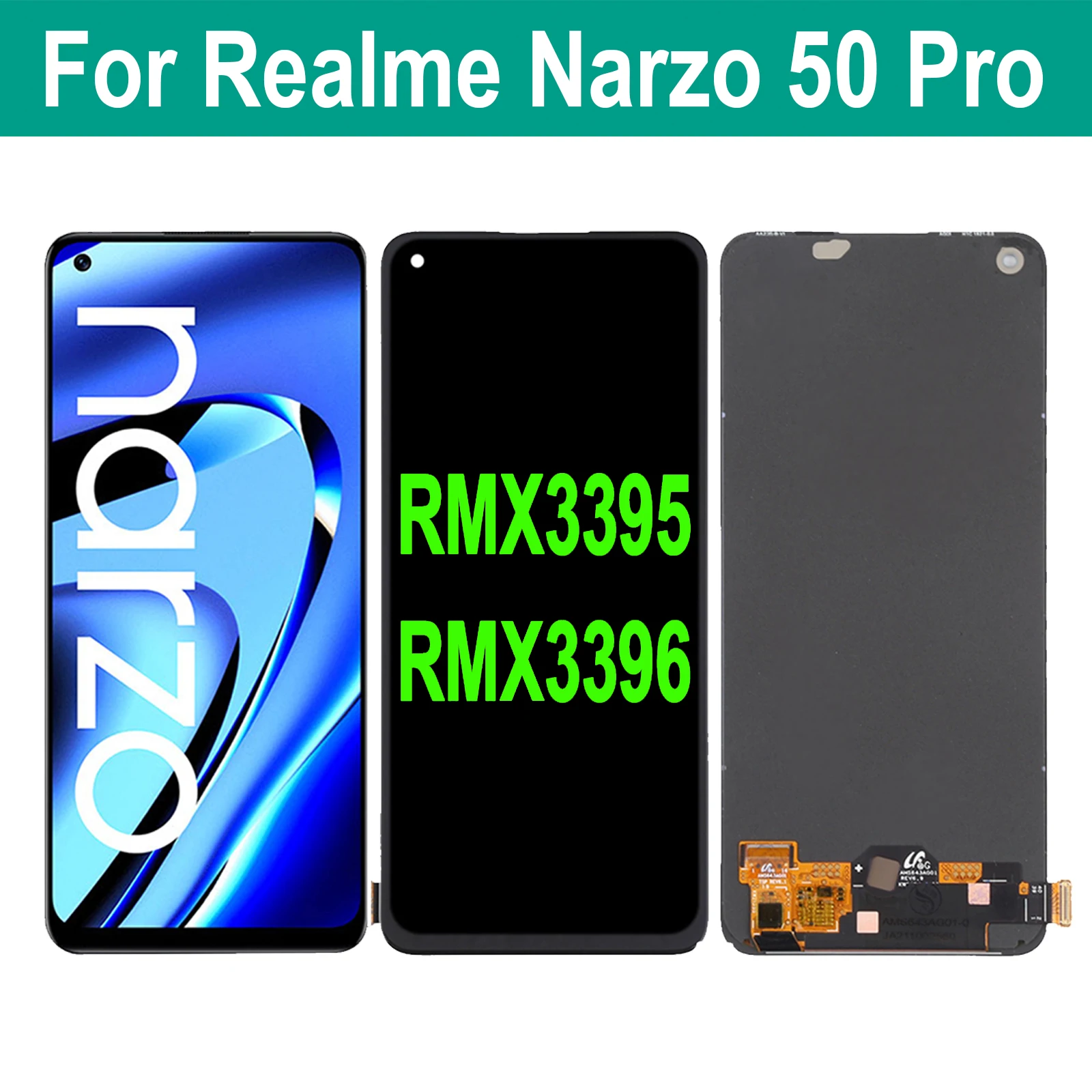 AMOLED For OPPO Realme Narzo 50 Pro 50Pro LCD RMX3395 RMX3396 Display Touch Screen Digitizer Assembly