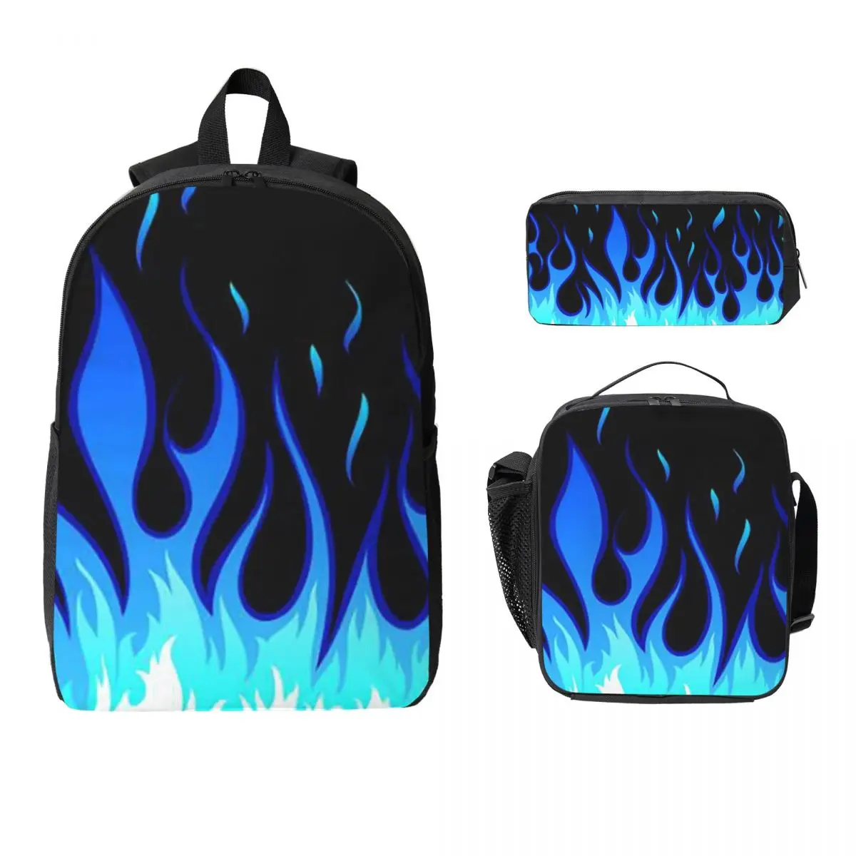

Big Fire Flames Burning Flame Backpack Student BookBag School Bag Laptop Shoulder Bags 3ps Insulated Lunch Bag Pencil Case