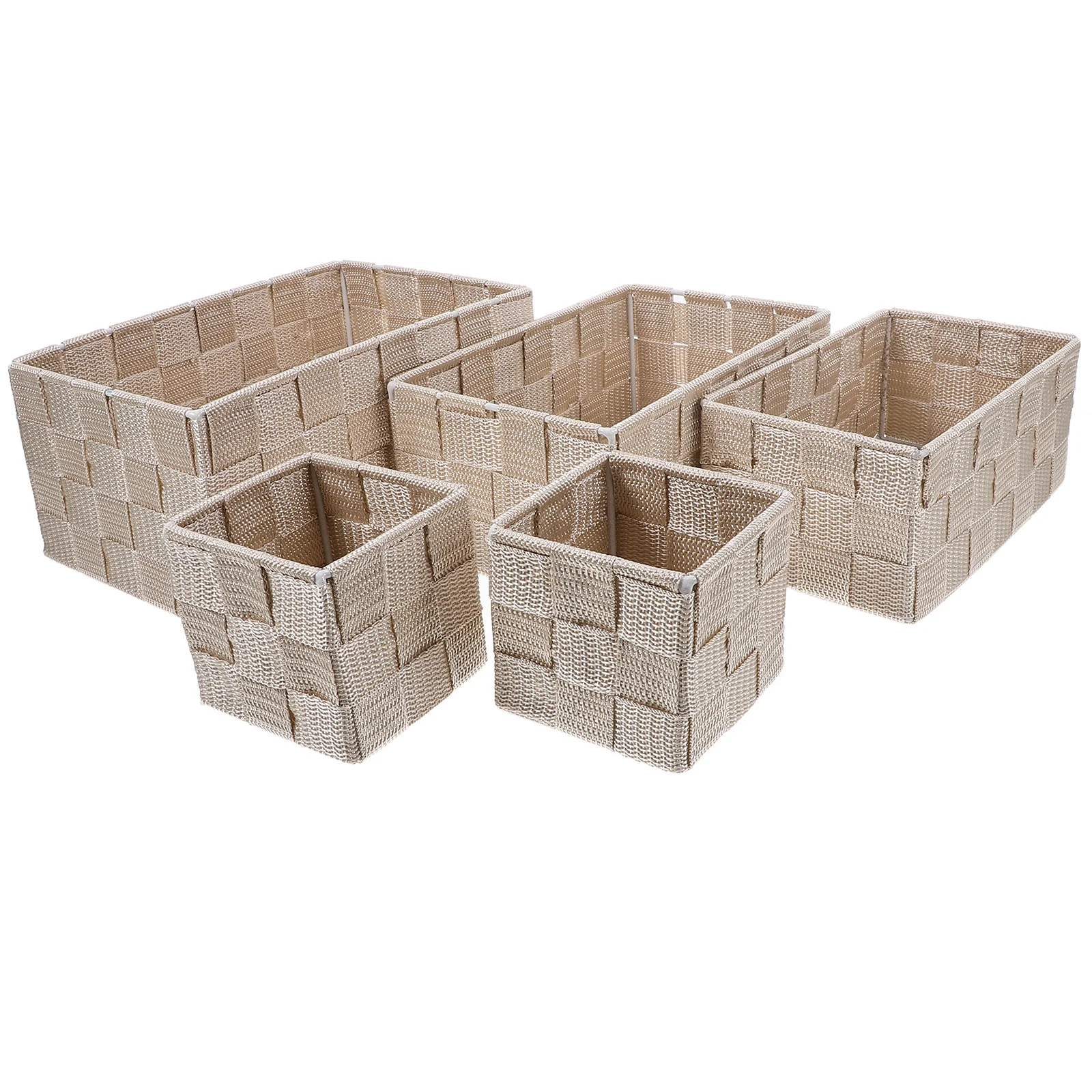 

Multifunctional Woven Bins Rectangular Shallow Organizer for Bathroom Desk Home Office Snack Storage for Organizing