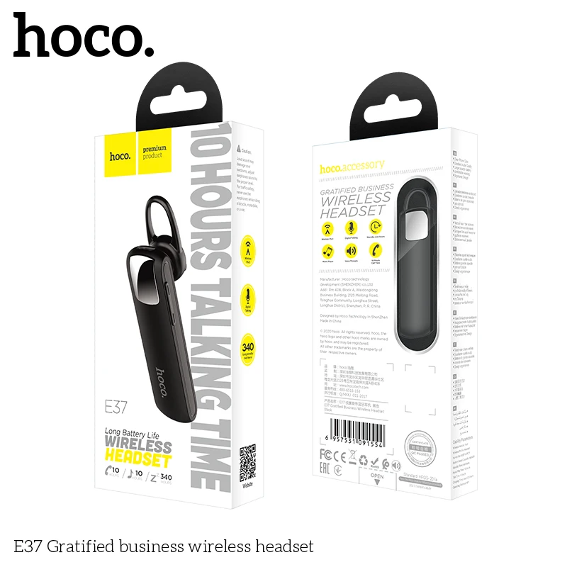 HOCO E37 Business Bluetooth Earphone Wireless Handsfree English Headphones Long time Standby Headset With Mic For iPhone Xiaomi - Image 6