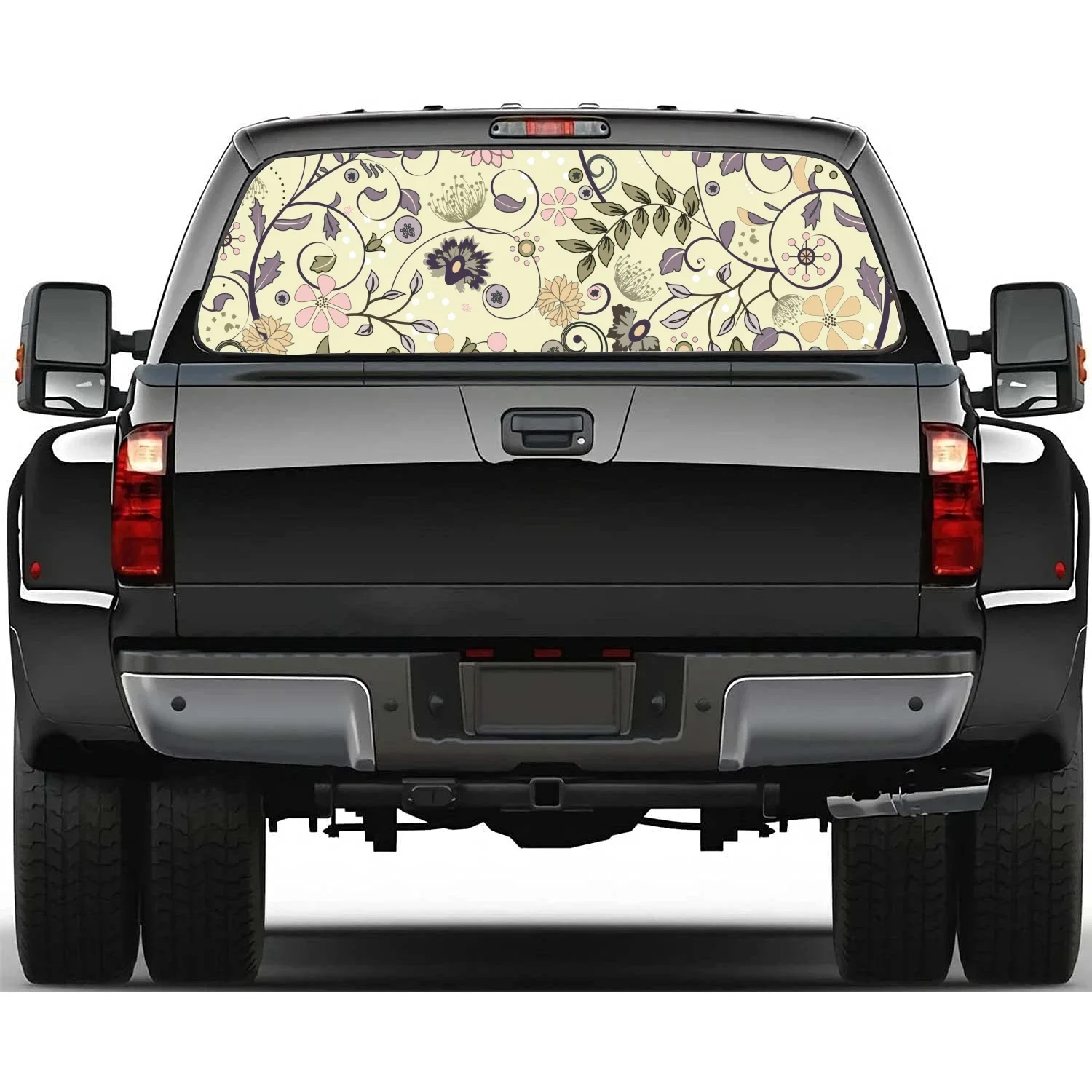 

Hippie Flower Car Accessories Rear Windshield Sticker Truck Window See Through Perforated Back Window Vinyl Decal Decoration