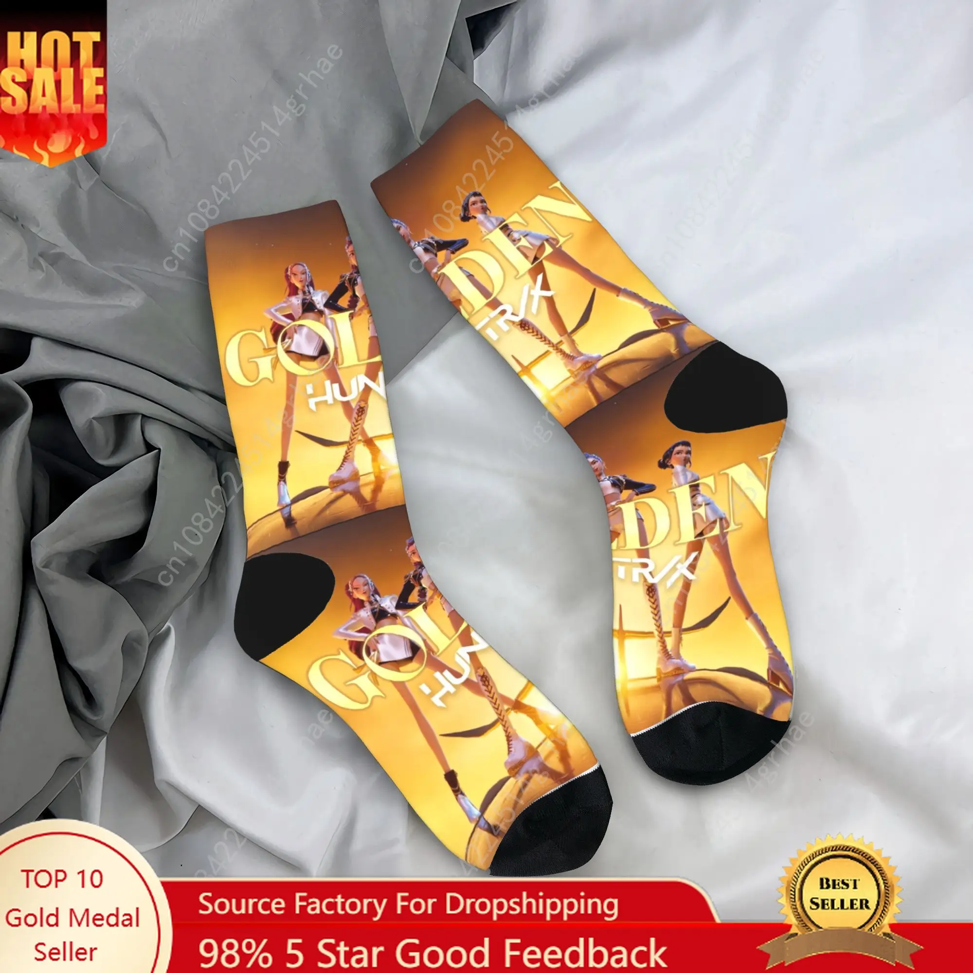 Huntrix Golden Kpop Demon Hunters Calzini Calze antiscivolo Adulti Uomo Calzini da corsa di alta qualità Calzini grafici eleganti primaverili
