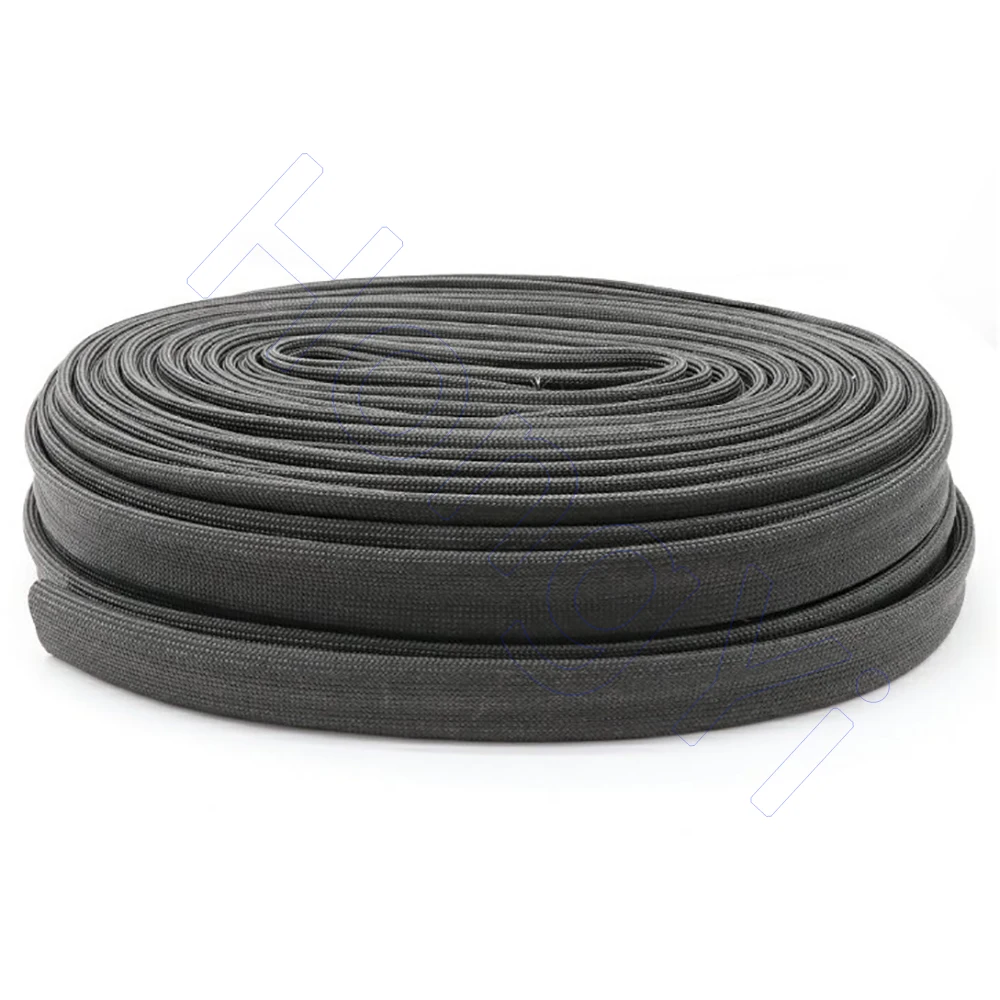 Ø1mm-30mm hitam jalinan serat kaca lengan 600 Deg.C suhu tinggi kimia kaca serat tabung Fiberglass Sleeving