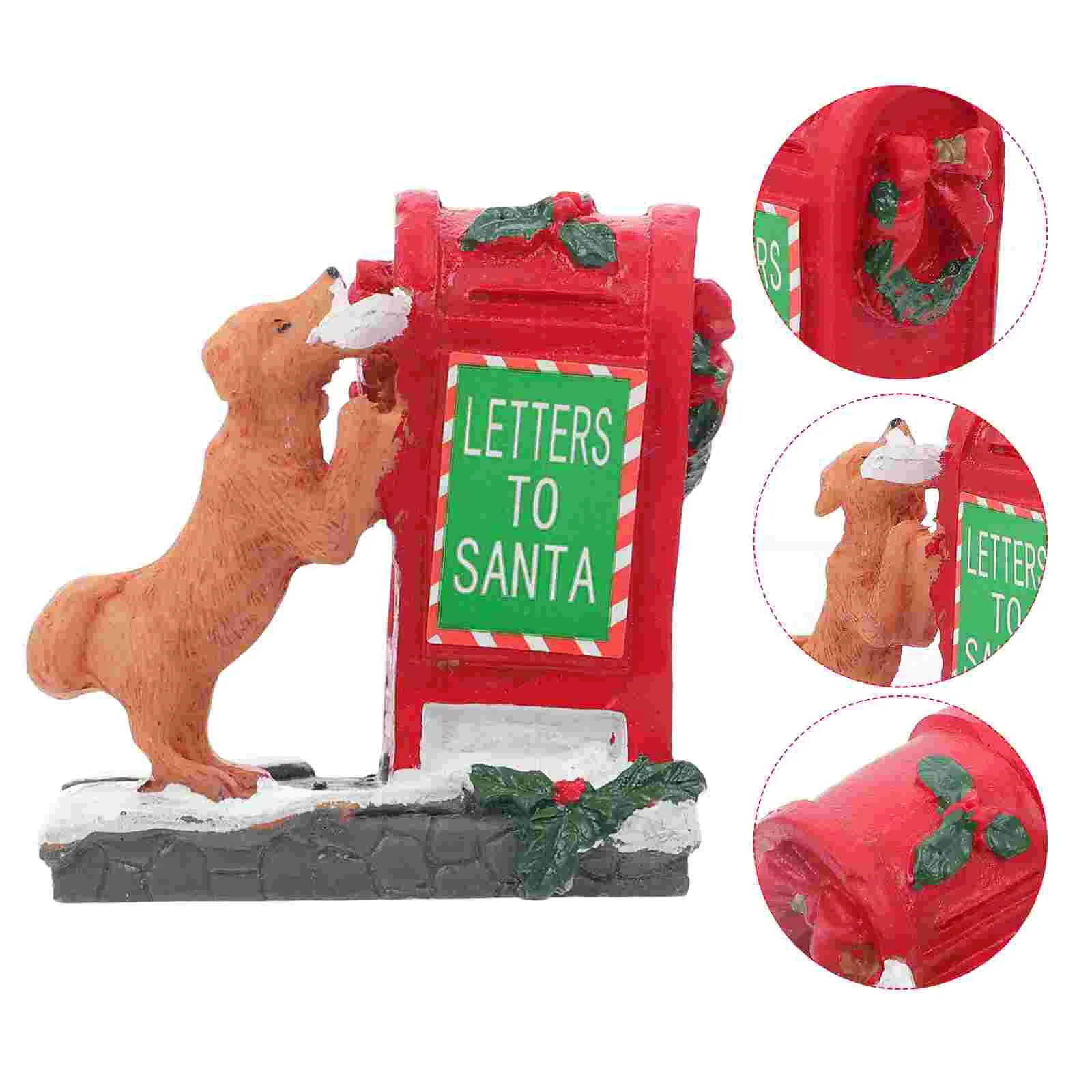 

Handicraft Ornaments Xmas Tree Christmas Mailbox Figurine Miniature Home Decoration Garden Synthetic Resin