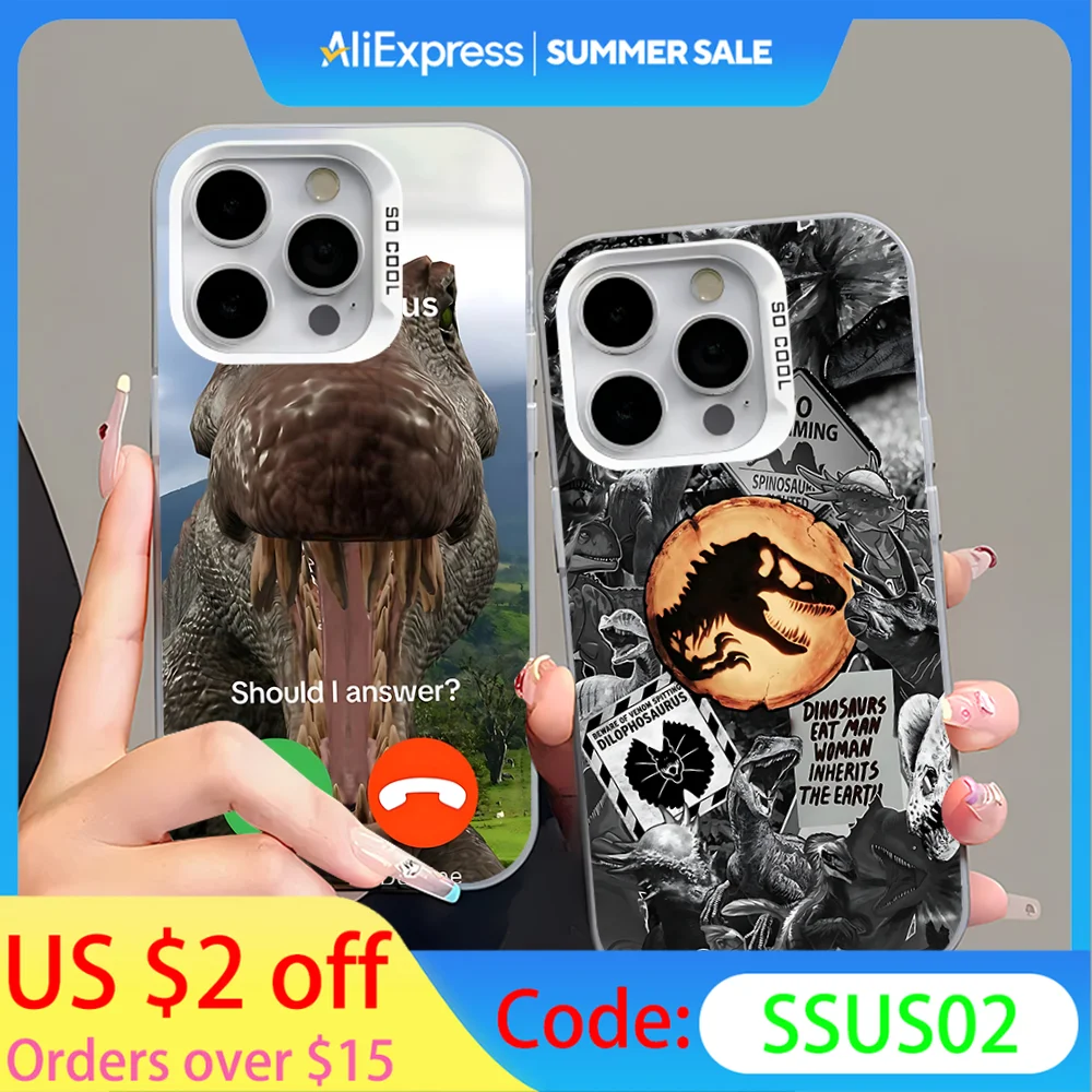 

Dinosaur W-World Phone Case For iPhone 16,15,14,13,12,11,Pro,Max,Plus,Mini,XS,SE J-Jurassics Anti Fall White Matte Hard Bumper