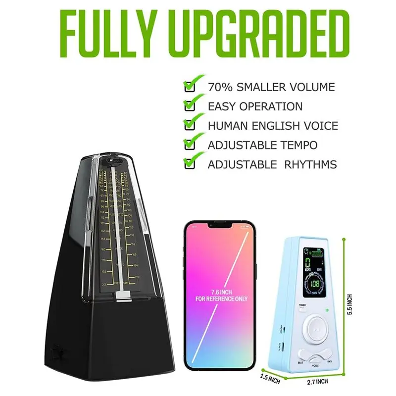 

ABPF Electronic Metronome Digital Metronome Universal Metronome for Piano Metronome for Guitar Violin Drum,Black