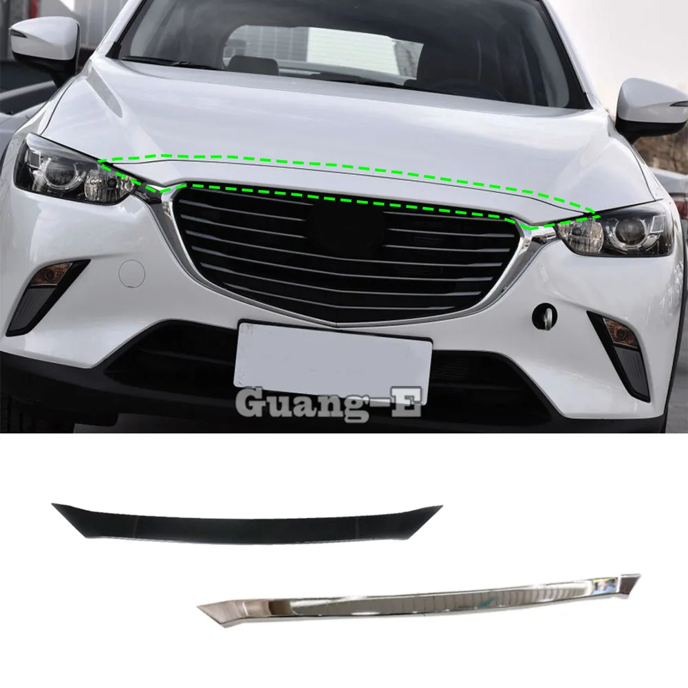 For Mazda CX-3 2017 2018 2019 2020 2021 Car Bumper Engine ABS Chrome Trim Racing Front Grid Grill Grille Frame Edge Hoods 1pcs