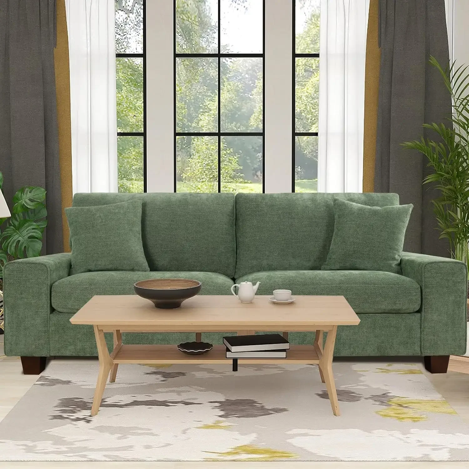 Modern Living Room Chenille Recliner Sofa Small Sofa,loveseat Sofa,Removable Sofa Cover Space Spring Cushions