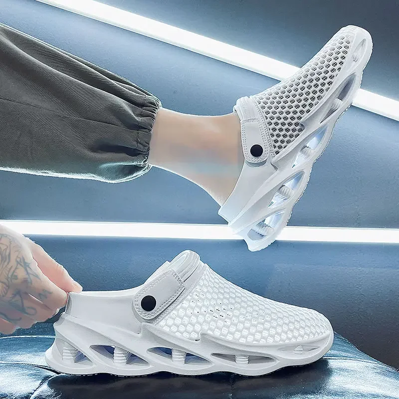 

Сандалии мужские с полуотверстиями, туфли-лодочки, пляжные туфли-лодочки, оригинальные клеперы, тренд 2022, Eva, повседневные дизайнерские роскошные тапочки из ПВХ для мужчин