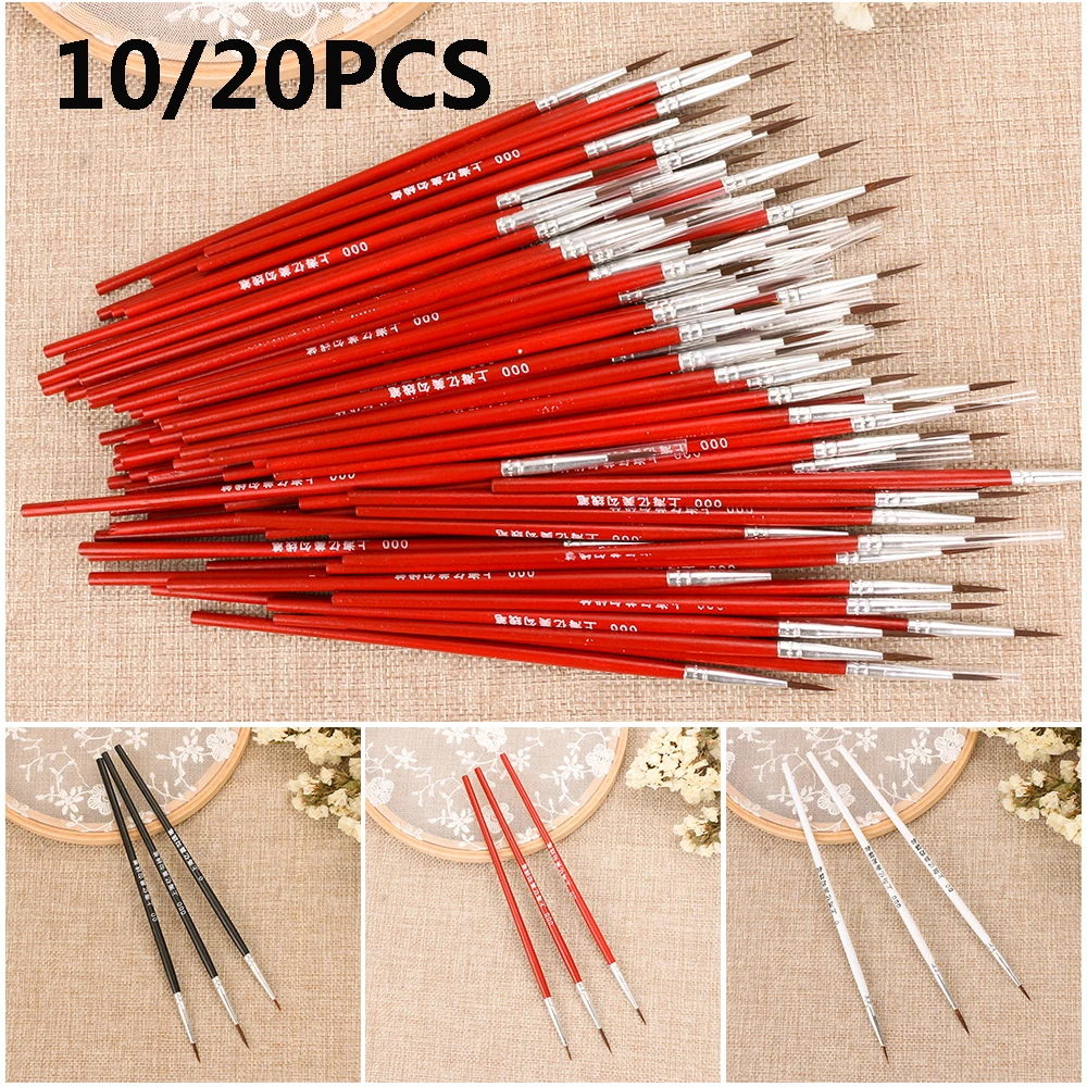10/20pcs Fine Hand Painted Acrylic Hook Line Pen Painting Brush Drawing Paint