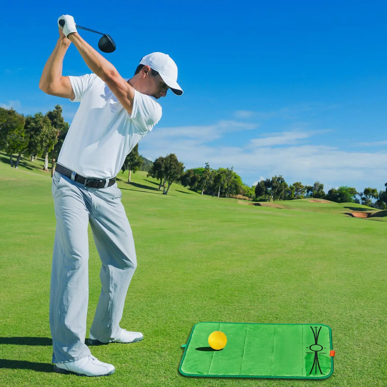 

Тренировочный коврик для гольфа, коврик для ударов по гольфу, коврик для газона, тренировочное оборудование для отколов для использования в помещении и на открытом воздухе, дома, заднего двора, тренировочное оборудование