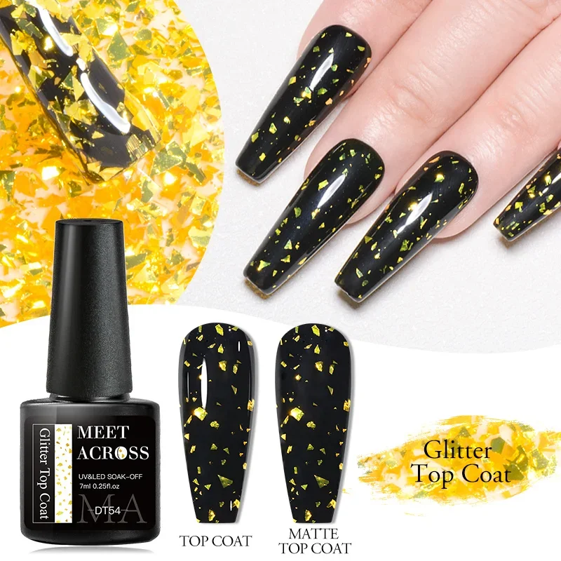 يجتمع عبر 7 مللي بريق معطف فوقي جيل طلاء الأظافر بريق معطف فوقي نقع قبالة الأشعة فوق البنفسجية LED هلام مسمار الفن ورنيش مانيكير لوازم #1